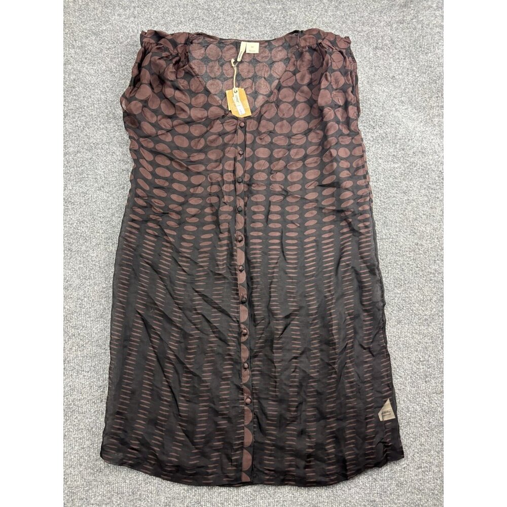 Covet Dress Womens Small Black 100% Silk‎ Sheer Button Down Polka Dot GLGOM291